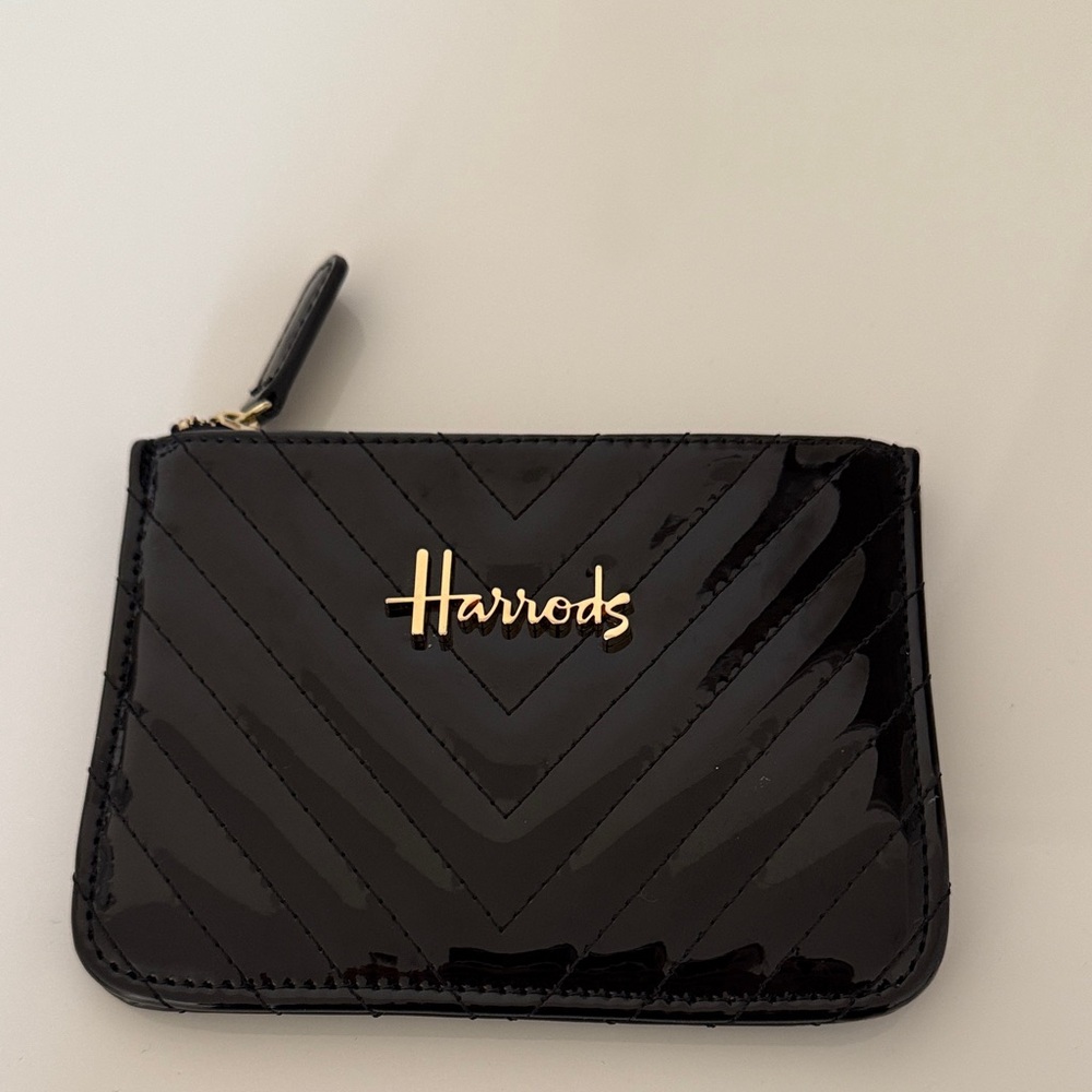 New Harrods London mini black pouch wallet